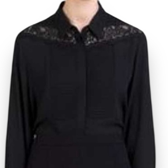 Gerard Darrel Pleated Lace Black Button Down Blouse Shirt Sz FR 40 /US 8 - Picture 10 of 10